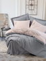 L'essentiel linge de maison Sheen - Grey Juego de funda de edredón de satén Doble, Gris y Empolvado